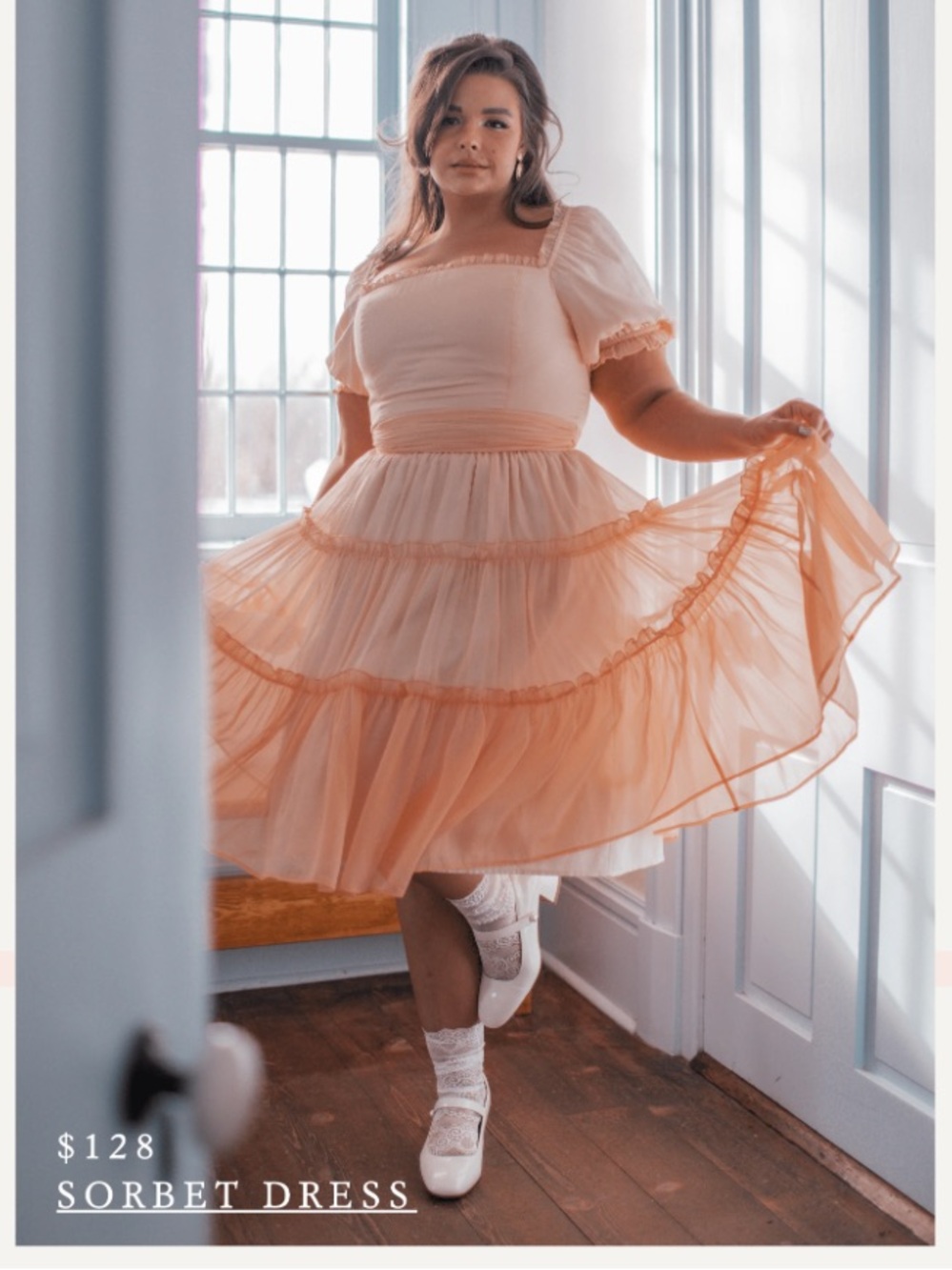 JessAkae Apricot Sorbet Ruffle Dress S
